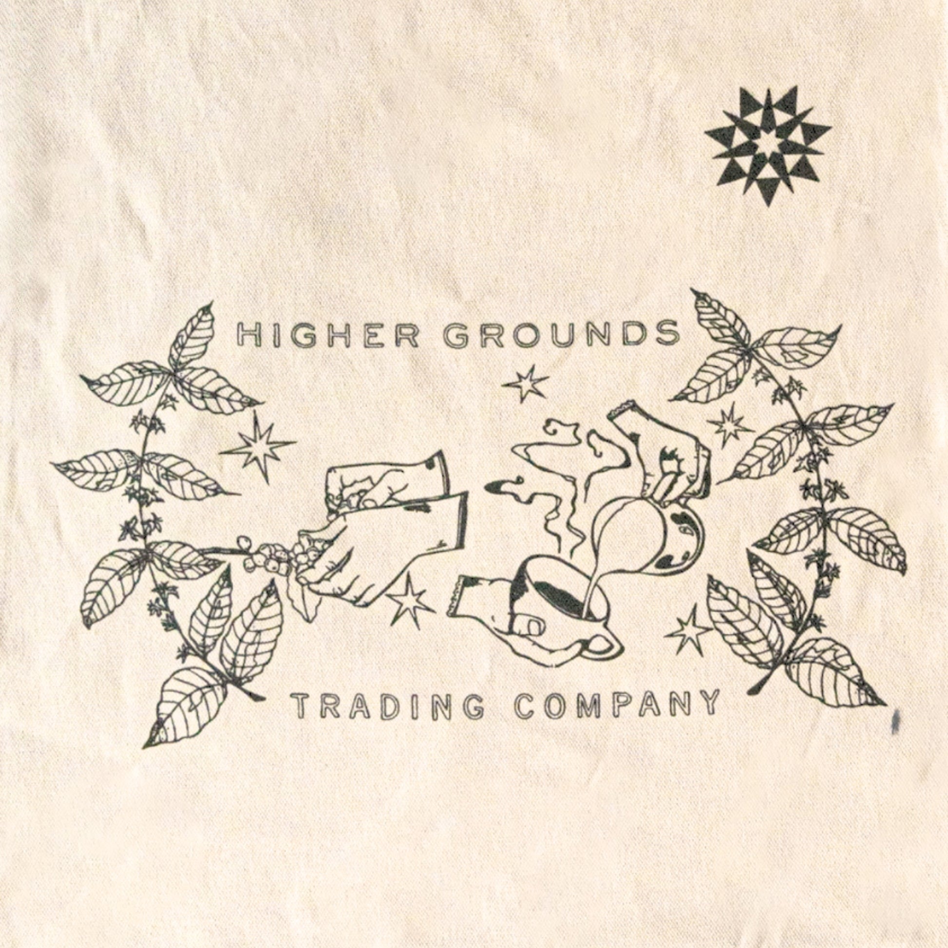 Off white recycled cotton tote bag with In Good Hands design